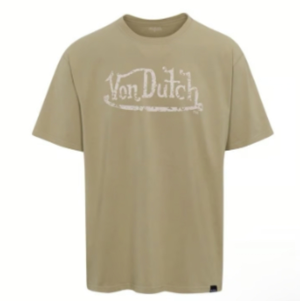 Von Dutch Beige/Green Short Sleeve Tee, Men/Women